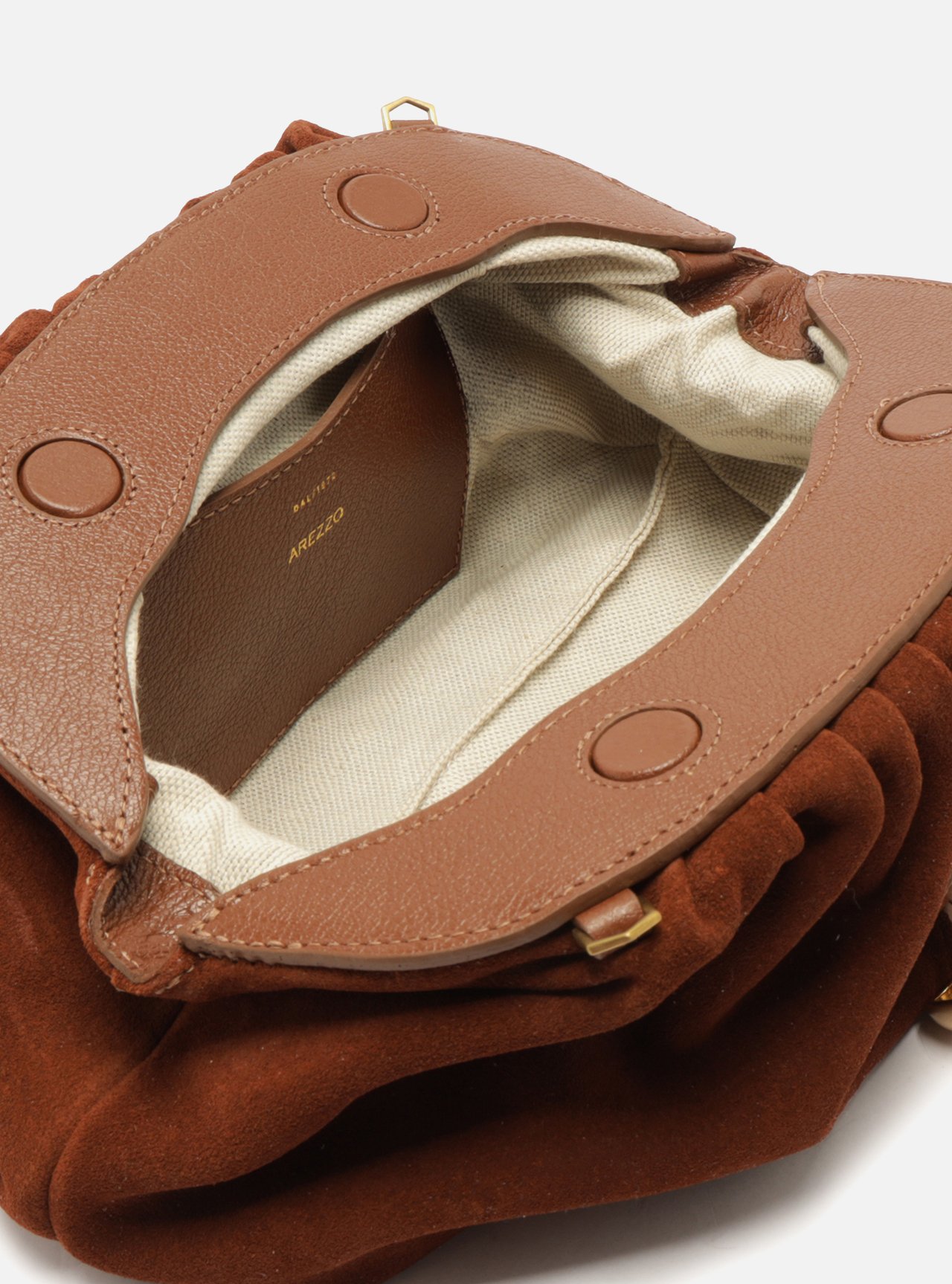 Bolsa Clutch Marrom Couro Média Corrente — foto 4