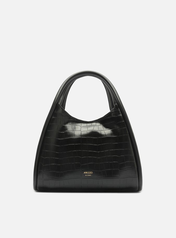 Bolsa Tiracolo Preta Média Croco