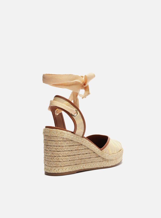 Espadrille Bege Tramada Plataforma Monograma