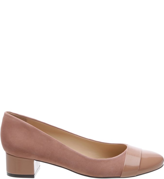 Scarpin Nobuck Baixo Biqueira Verniz Smoke Rose