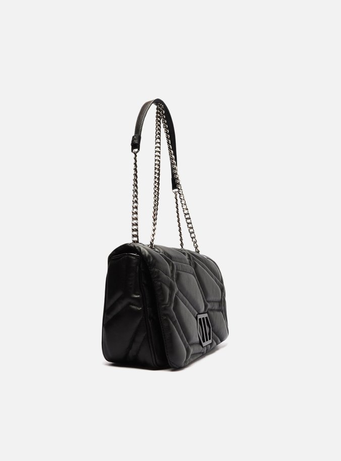Bolsa Tiracolo Preta Couro Emma Média