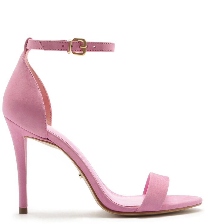 Sandália Isabelli Nobuck Salto Alto Baby Pink