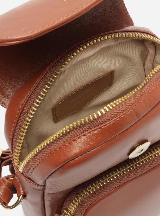 Bolsa Tiracolo Couro Marrom Pequena