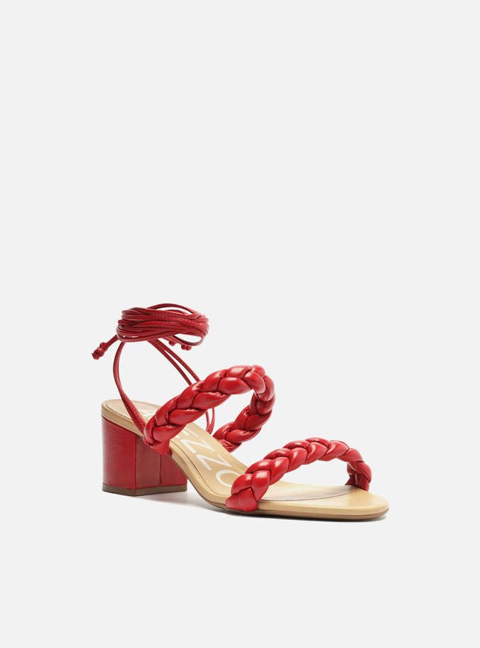 Sandália Vermelho Salto Bloco Amarração