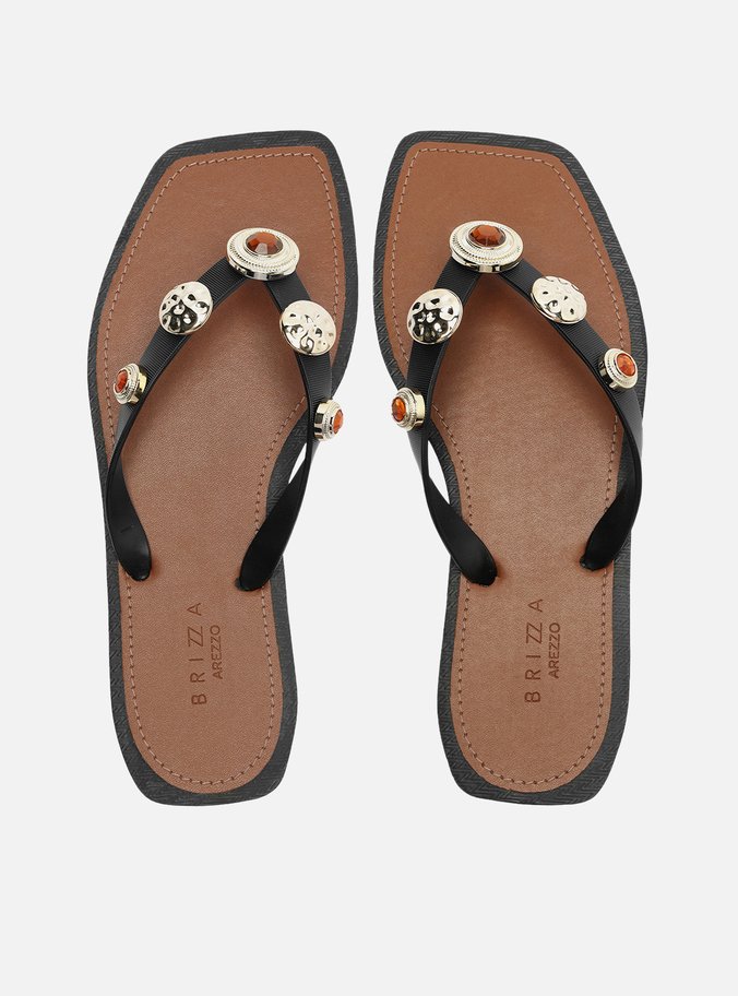 Chinelo de Dedo Marrom Recouro Square Metais
