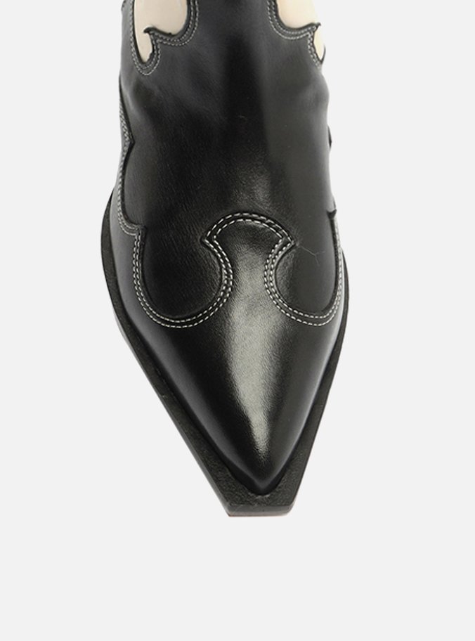 Bota Preta Couro Cano Médio Western Georgia