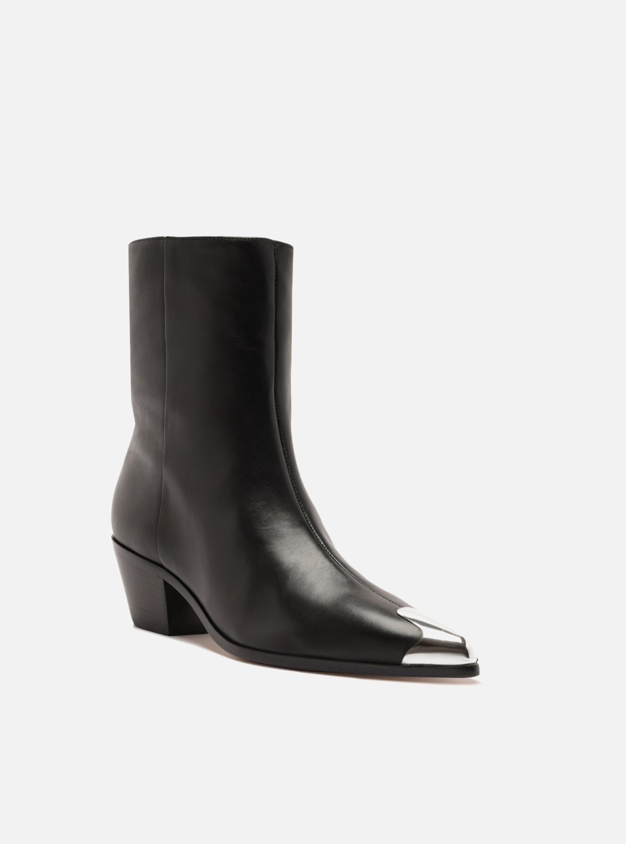 Bota Preta Couro Cano Curto West Cap Toe Metal — foto 2
