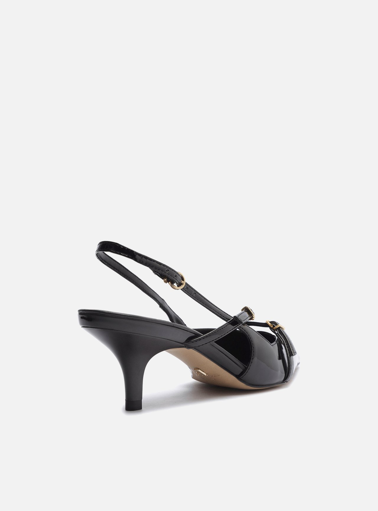 Scarpin Preto Verniz Salto Médio Slingback Amélia — foto 3