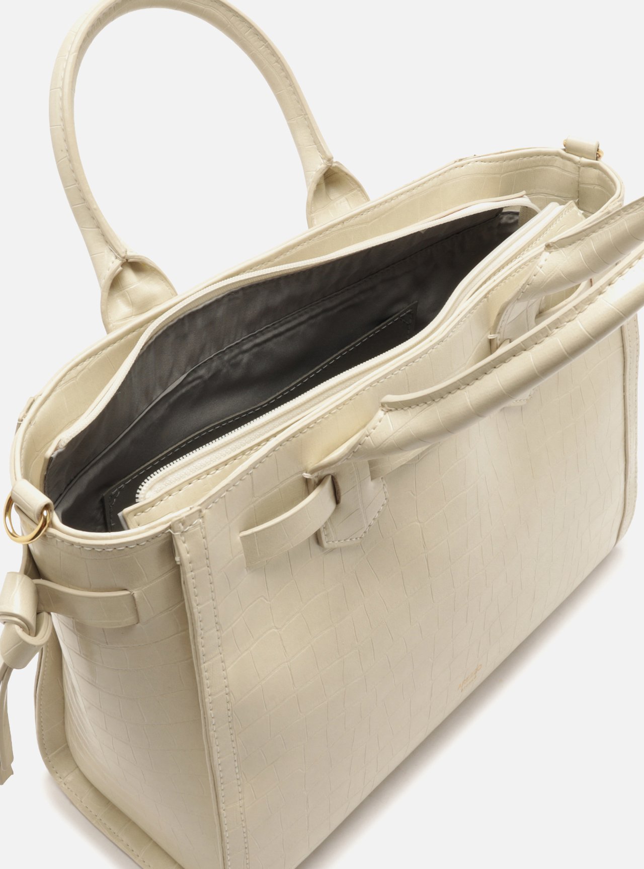 Bolsa Tote Off White Média Croco Tiras — foto 4