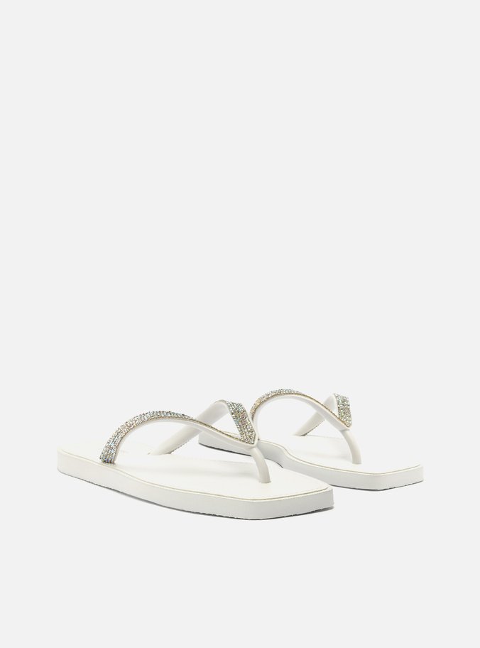 Chinelo de Dedo Branco Recouro Square Strass