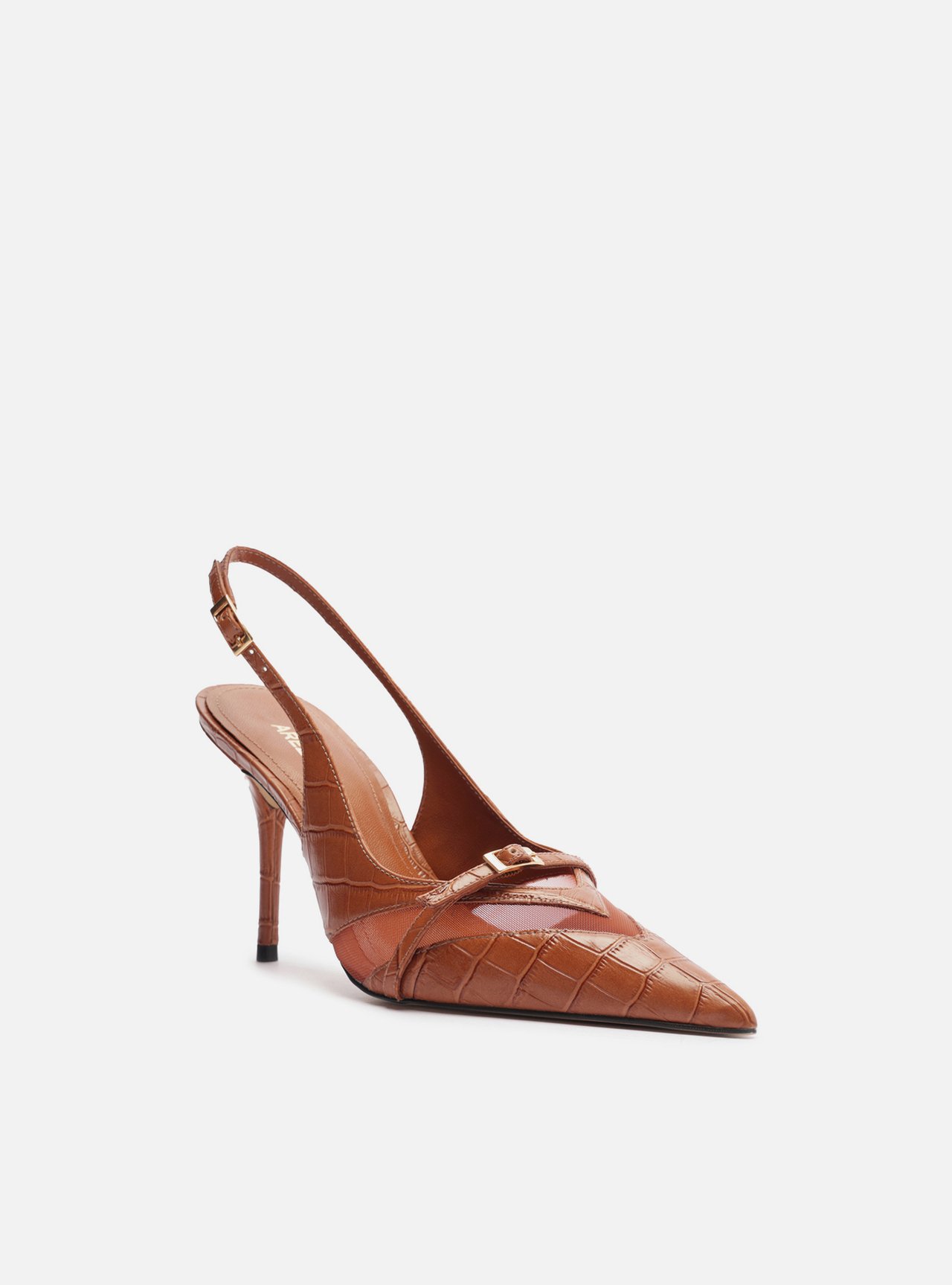 Scarpin Marrom Salto Fino Fivela Slingback — foto 2