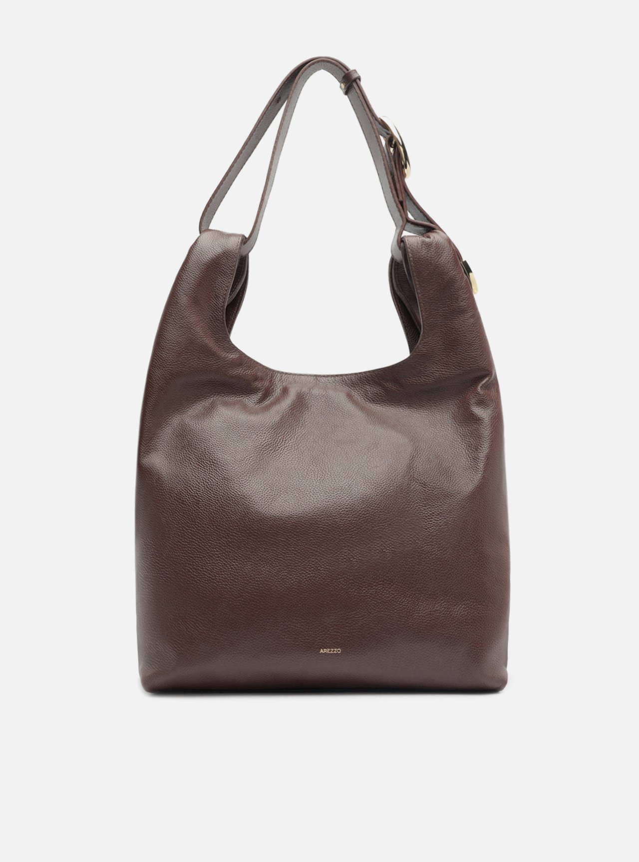 Bolsa Hobo Marrom Couro Média — foto 1