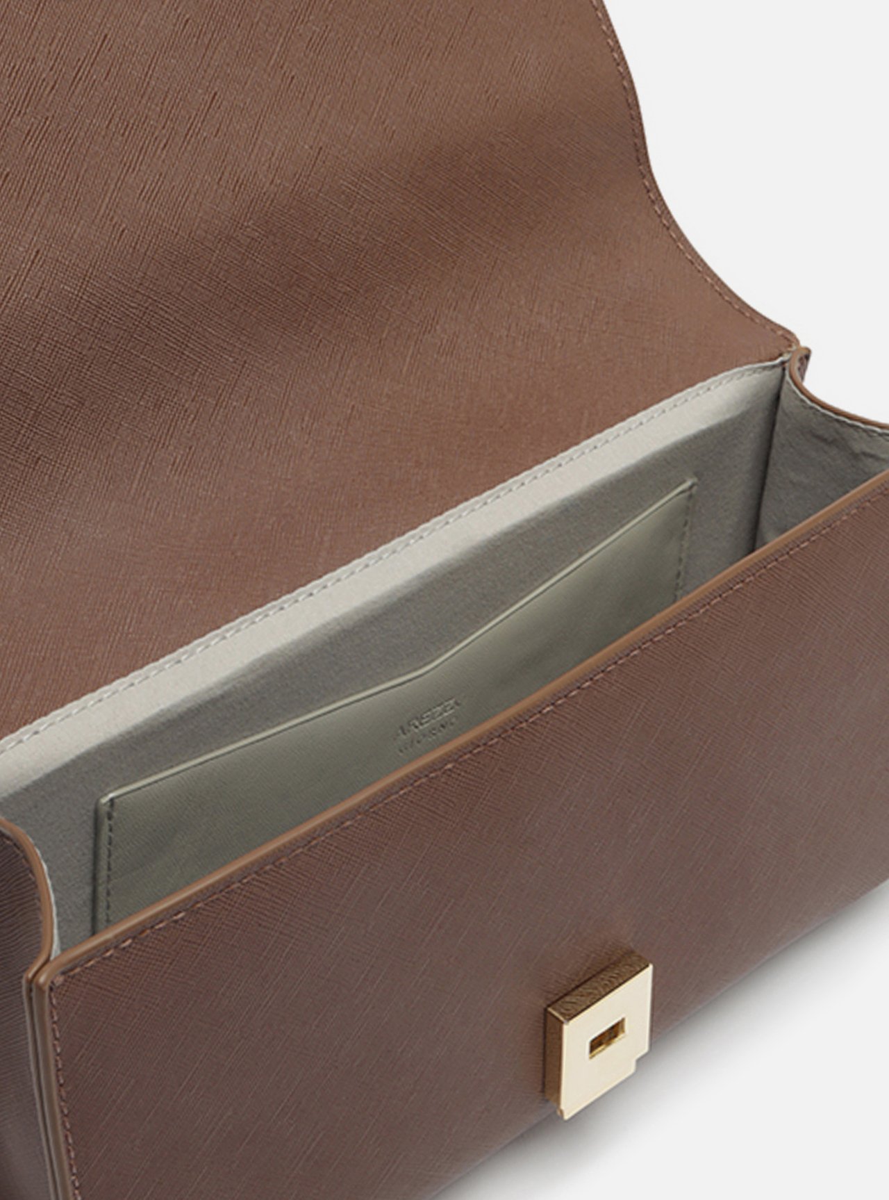 Bolsa Tiracolo Marrom Média Fecho Dourado Corrente — foto 4