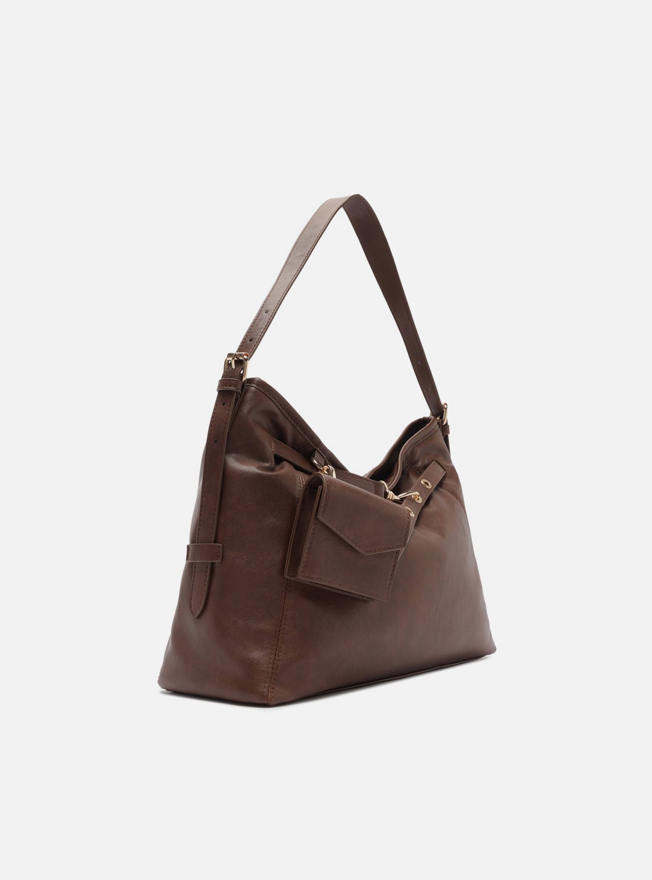 Bolsa Hobo Marrom Grande Metais — foto 2