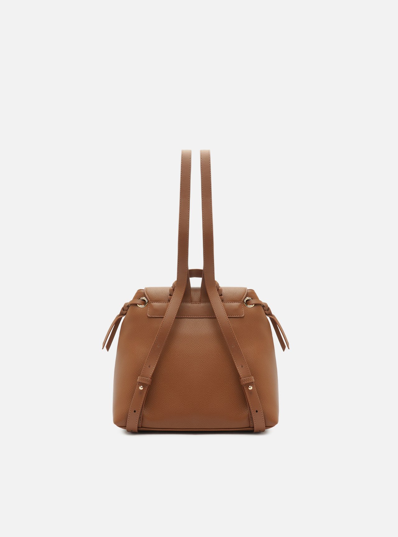 Bolsa Mochila Marrom Fivela Dourada — foto 3
