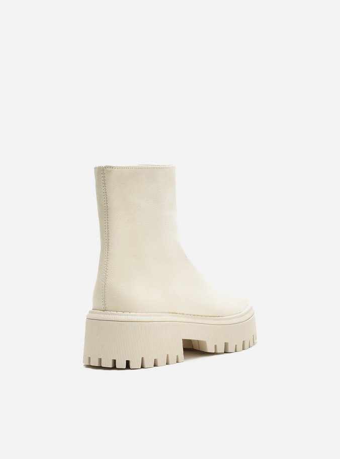 Bota Branca Cano Médio Tratorada Zíper