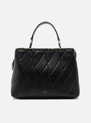 Arezzo — Bolsa Tote Preta Couro Grande Alça Corrente