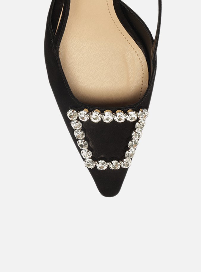 Scarpin Preto Nobuck Bico Fino Slingback Emily