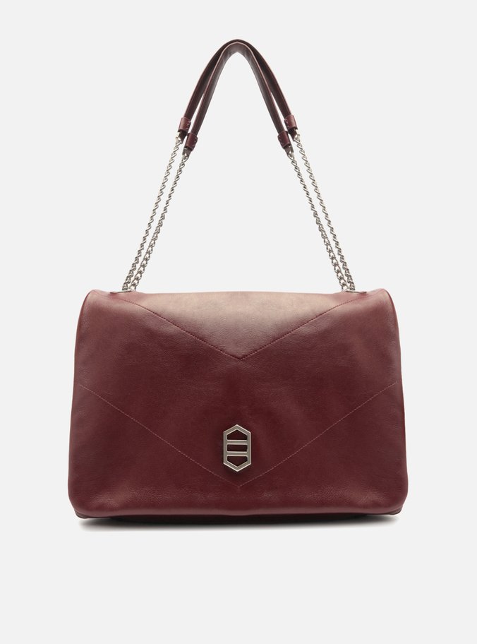 Bolsa Tiracolo Bordô Couro Recortes Grande
