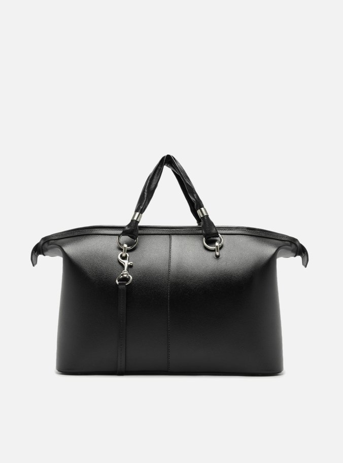 Bolsa Bowling Preta Couro Grande Tressê Maxi