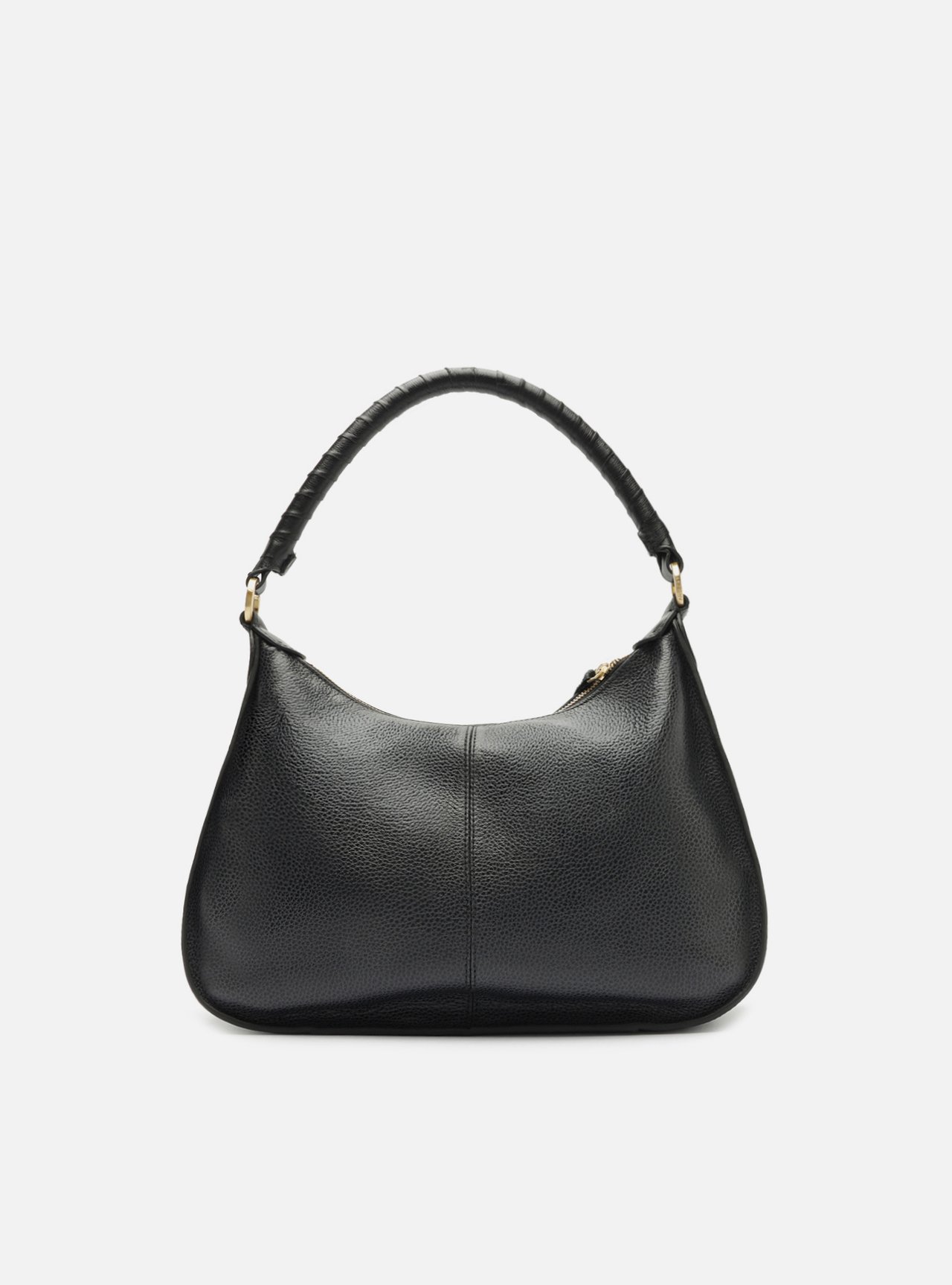 Bolsa Hobo Preta Couro Média Alça Trançada — foto 3