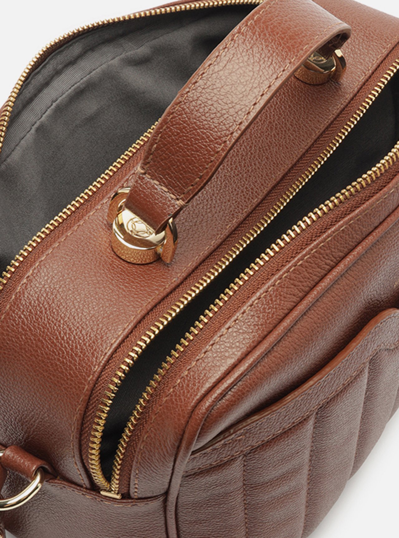Bolsa Tiracolo Marrom Escura Couro Francine Média — foto 4