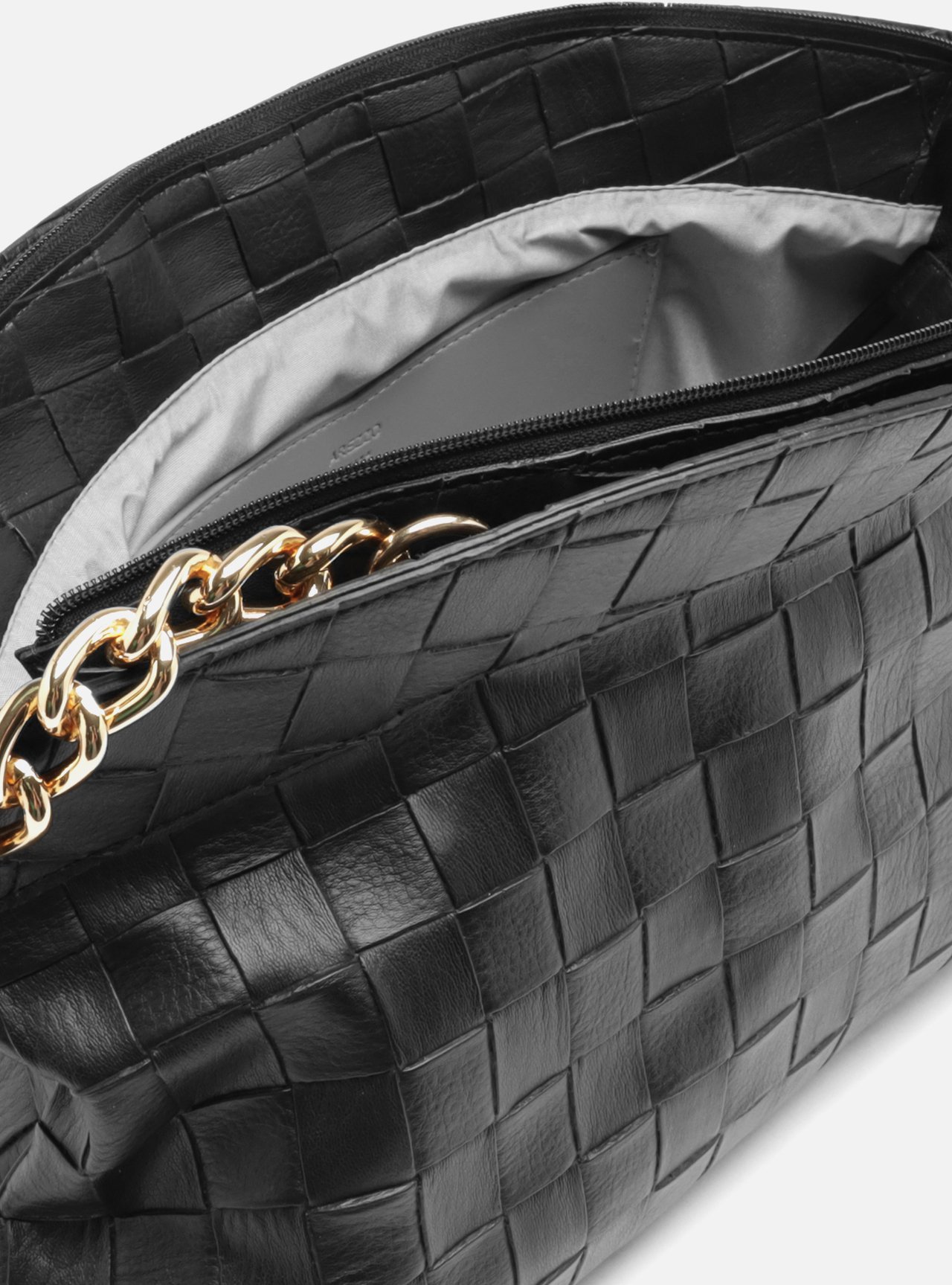 Bolsa Shoulder Preta Média Tressê Alça Corrente — foto 4