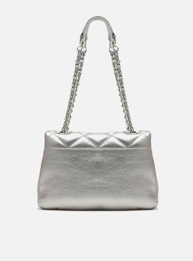 Bolsa Tiracolo Prata Velho Couro Mizz Média