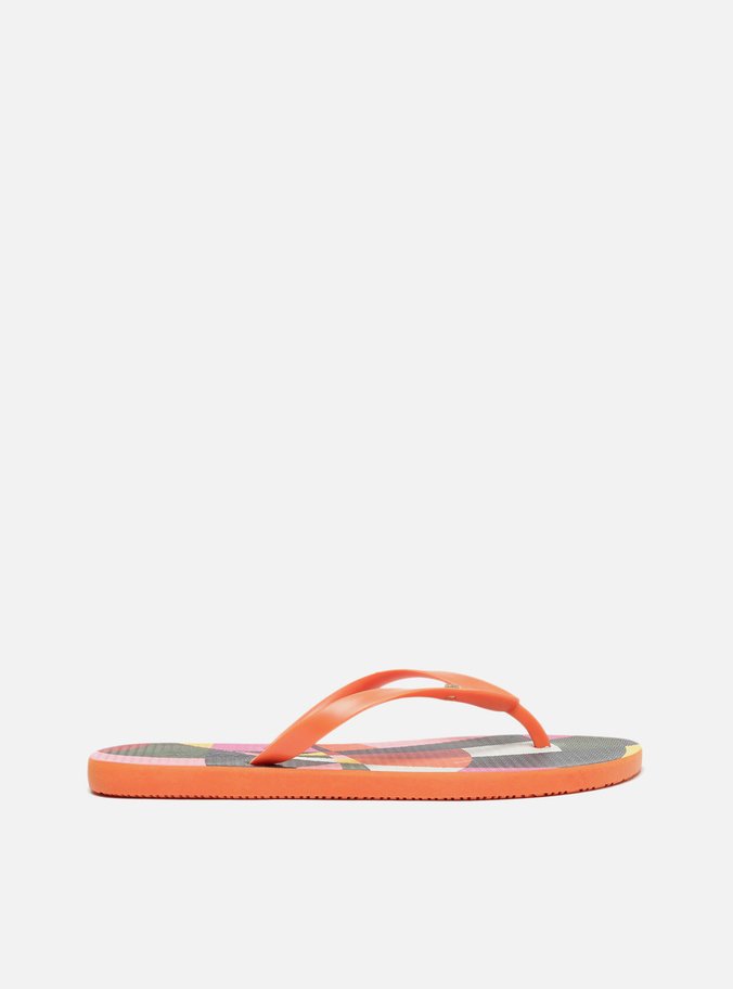 Chinelo de Dedo Laranja Estampa Geométrica Essential Brizza Scarf.Me