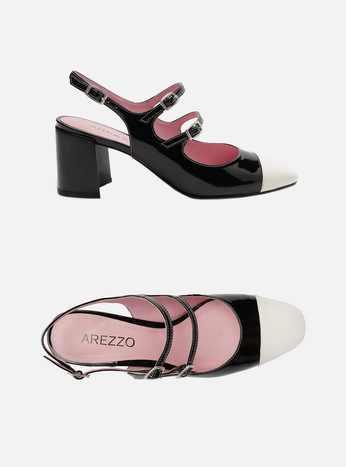 Sapato Boneca Preto Verniz Tiras Cap Toe