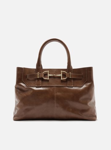 Bolsa Tote Marrom Couro Grande Bridão