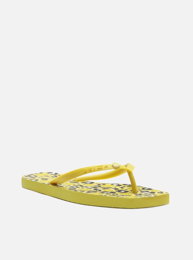 Chinelo de Dedo Amarelo Square Print Smiley