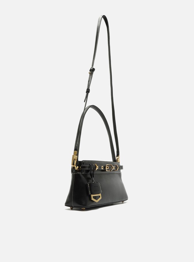 Bolsa Tiracolo Preta Couro Pequena Victória