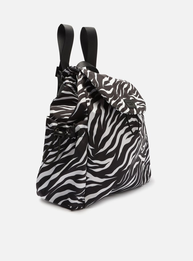 Mochila Preta Nylon Animal Print Média Brizza