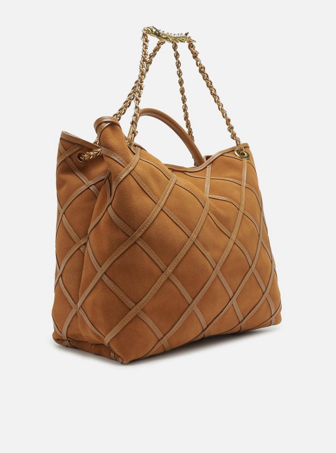Bolsa Tiracolo Marrom Camurcina Grande Metal