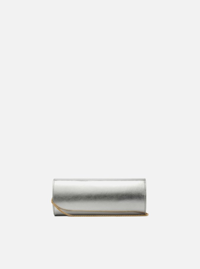 Bolsa Tiracolo Prata Couro Pequena Alongada