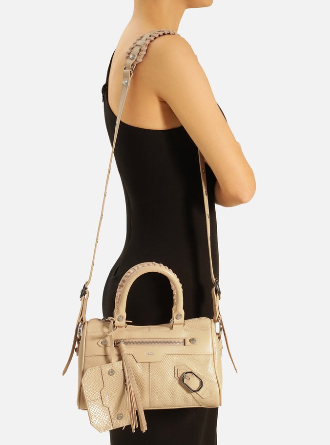 Bolsa Tote Nude Couro Snake Mafe Média
