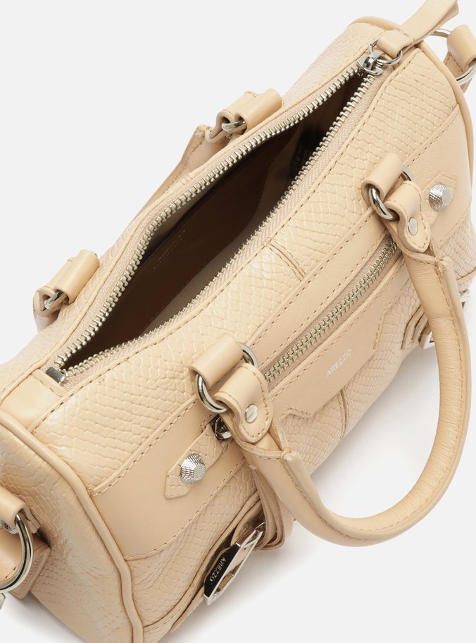 Bolsa Tote Nude Couro Snake Mafe Média