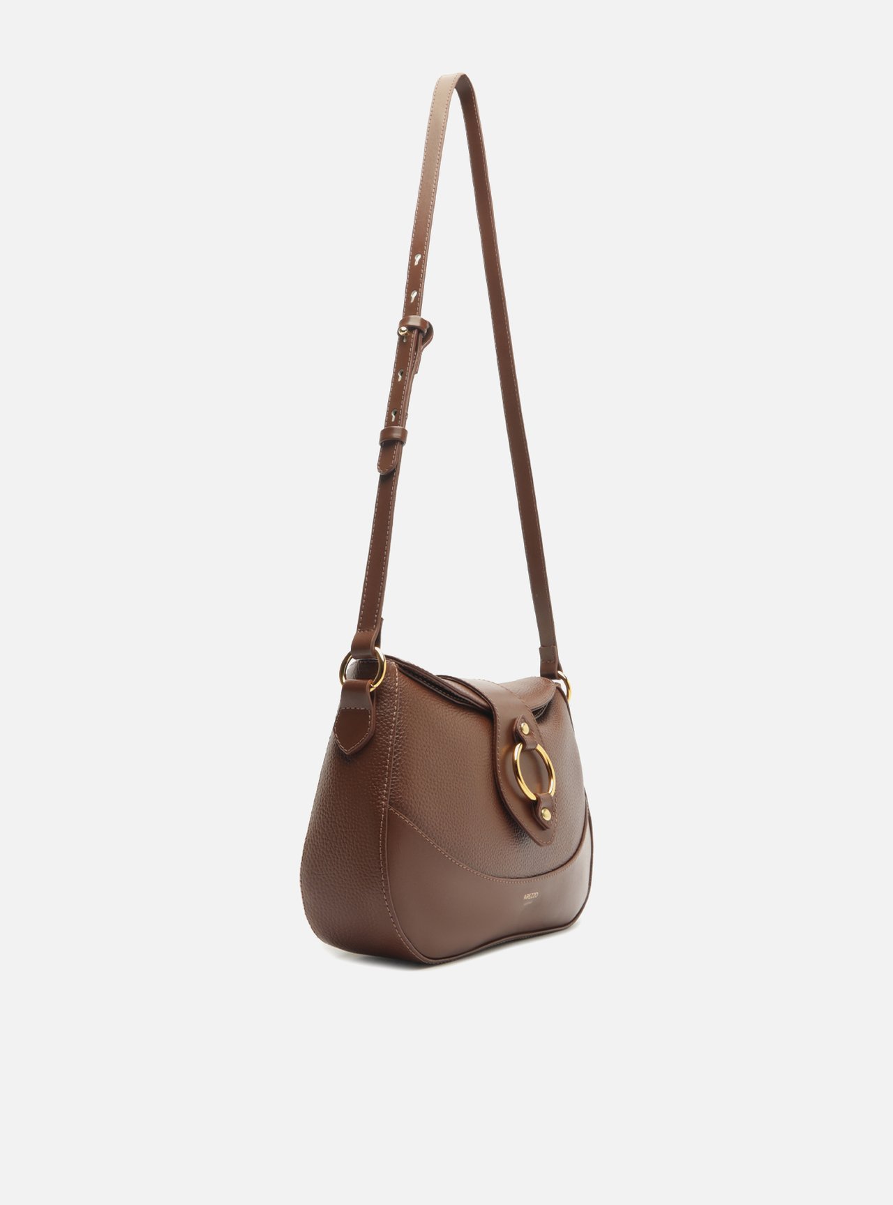 Bolsa Tiracolo Marrom Média Argola Metal — foto 5
