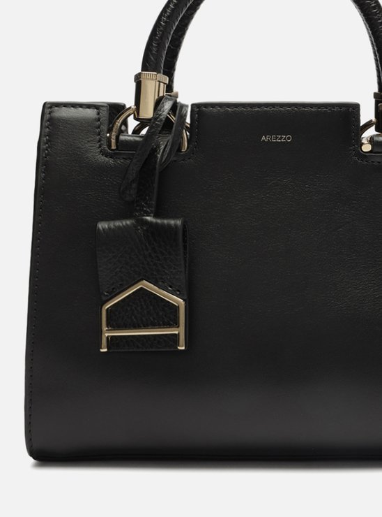 Bolsa Preta Tote Couro Abbraccio 