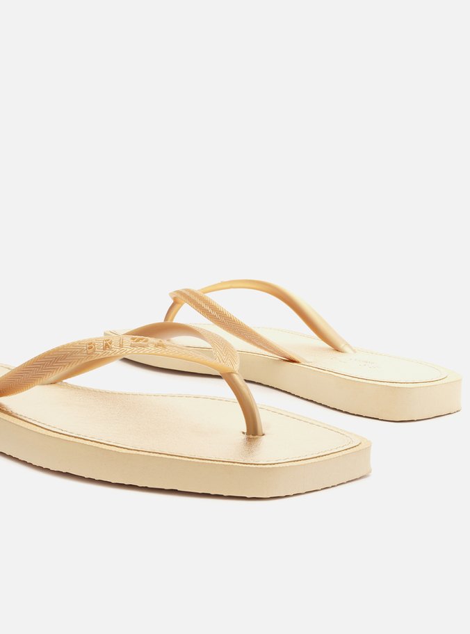 Chinelo de Dedo Dourado Recouro Metal Square