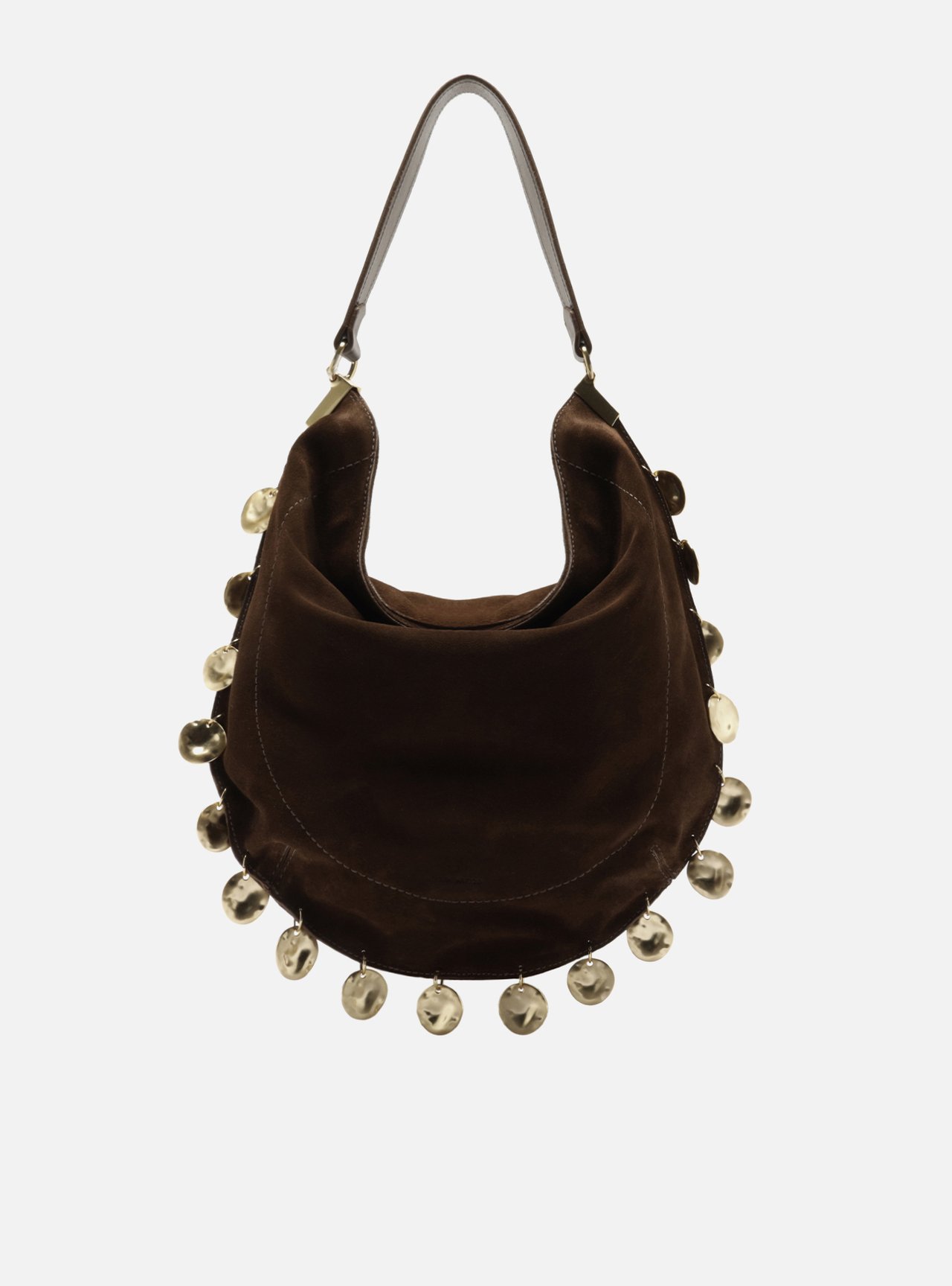Bolsa Hobo Marrom Couro Grande Metais — foto 1