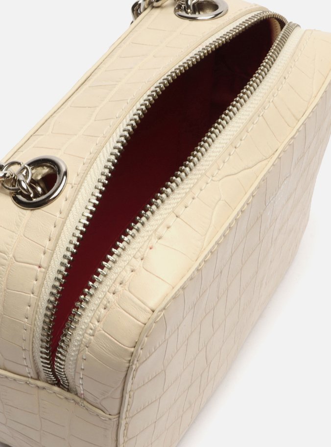 Bolsa Tiracolo Off-White Croco Pequena Barbicacho
