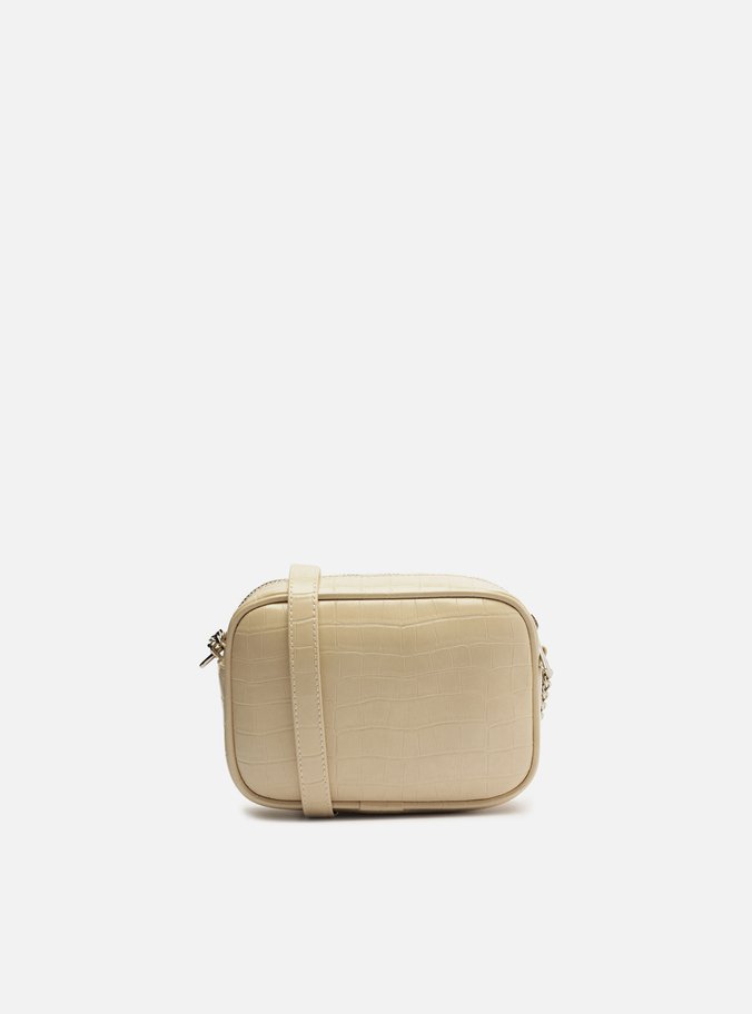 Bolsa Tiracolo Branca Croco Pequena