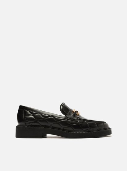 Mocassim Preto Couro Matelassê Clara