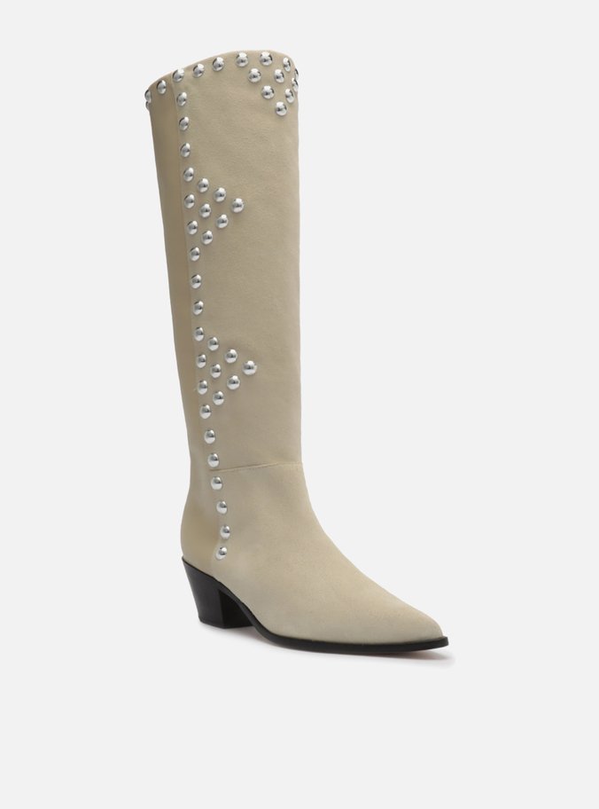 Bota Bege Camurça Cano Longo Western Hazel