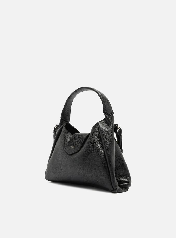Bolsa Hobo Preta Couro Média Lapela