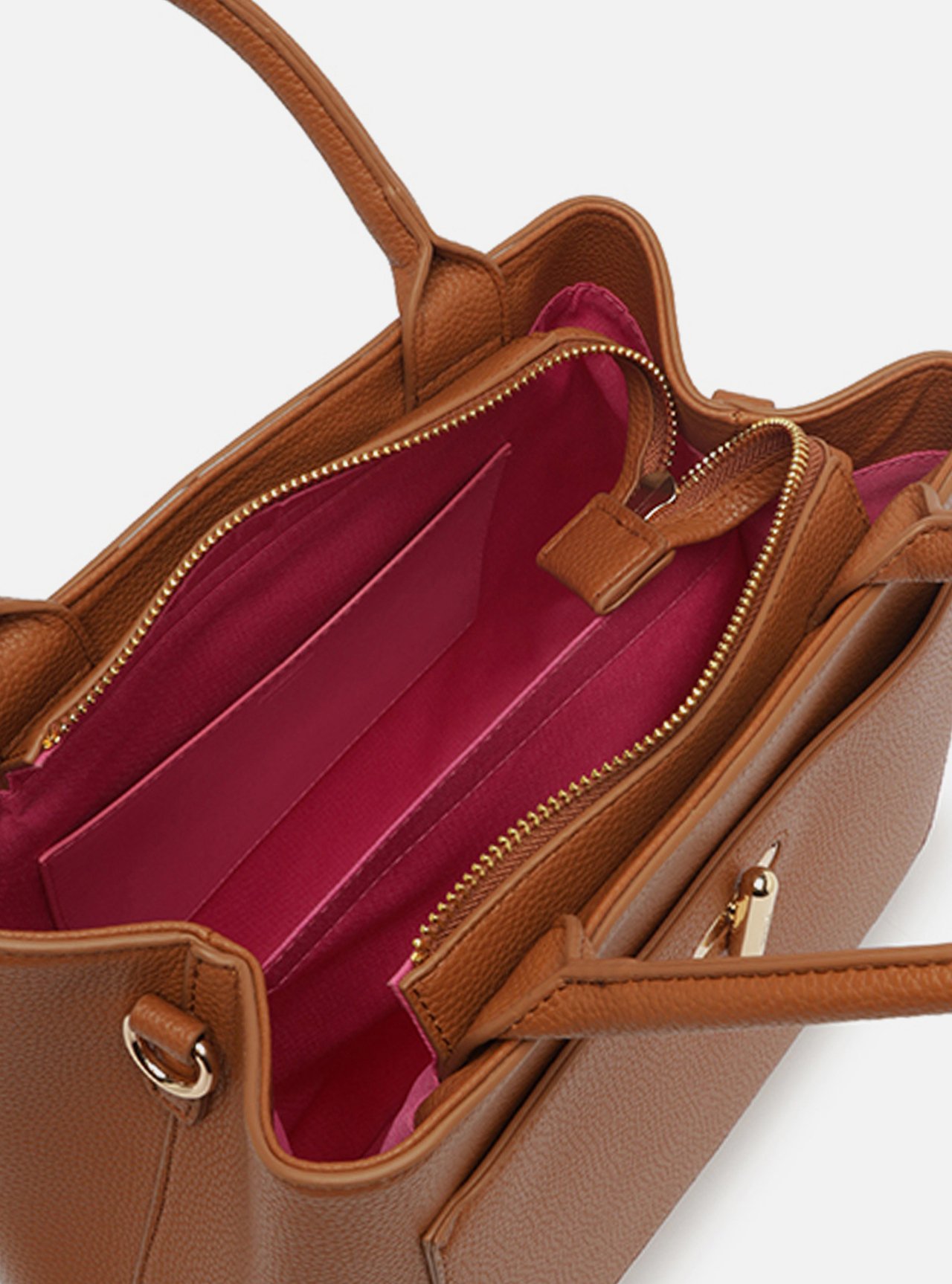 Bolsa Tote Marrom Média Fecho Metal — foto 4