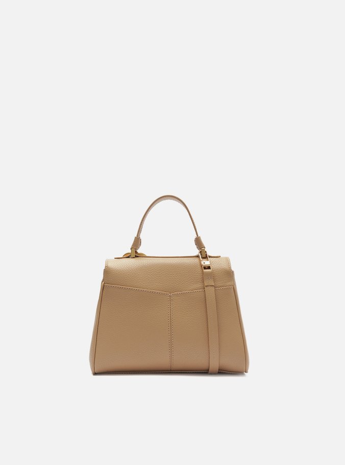 Bolsa Satchel Bege Couro Pequena Lenço