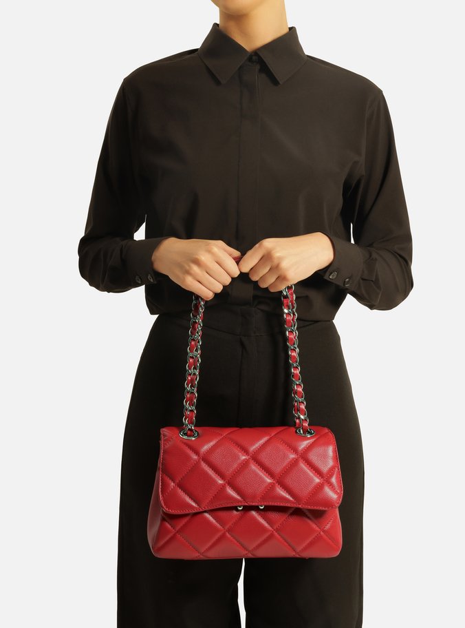 Bolsa Tiracolo Vermelha Couro Mizz Média